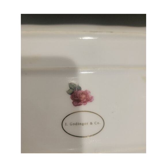 Godinger & Co Rose Tray Dinner Serveware Multi-use Display White Pink - Picture 3 of 8